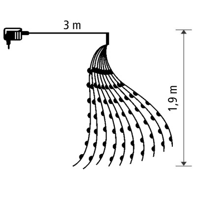 Micro LED-es fényfüzér-köteg,  10 füzér / 20 LED, melegfehér, kültéri kivitel - ML 200/WW